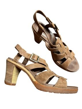 Timberland Brown Leather Platform Heeled Fisherman Sandals Size 9.5 Gladiator